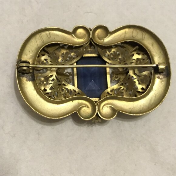 Antique & large Art Nouveau sash brooch w/ Napolean bee design and blue stone - Picture 4 of 7